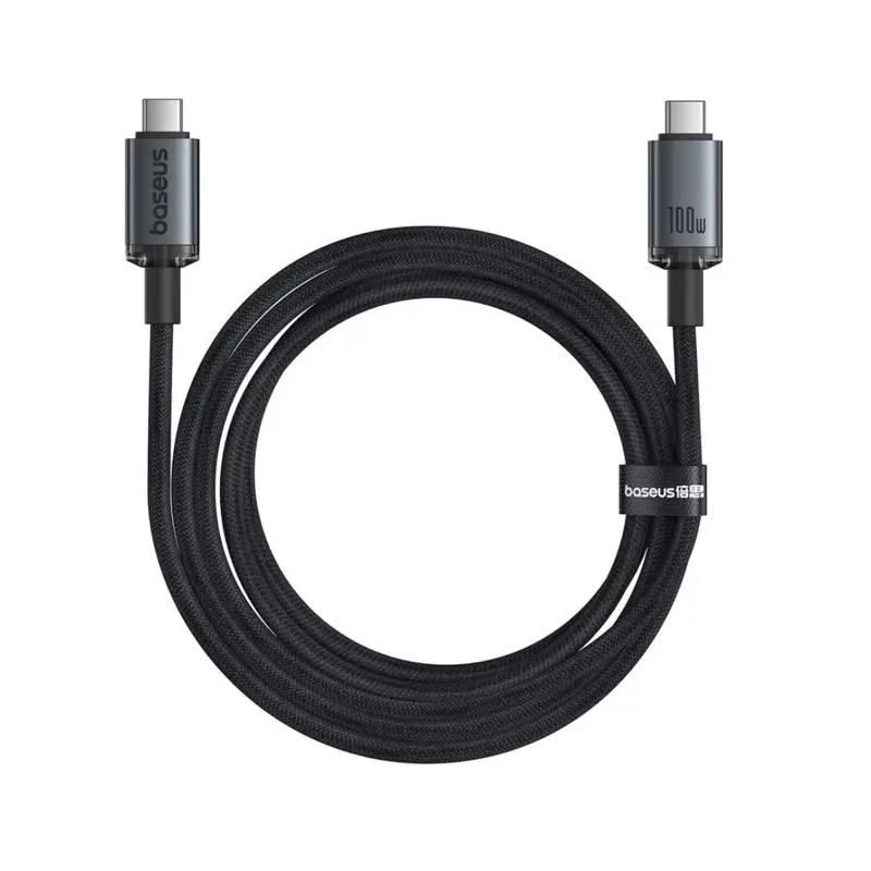 cabo-usb-c-baseus-crystal-shine-20gbpspd-100w-15m-preto-sumtek