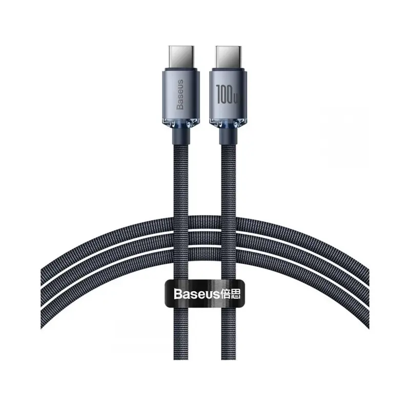 cabo-usb-c-baseus-crystal-shine-pd-100w-12m-preto-sumtek