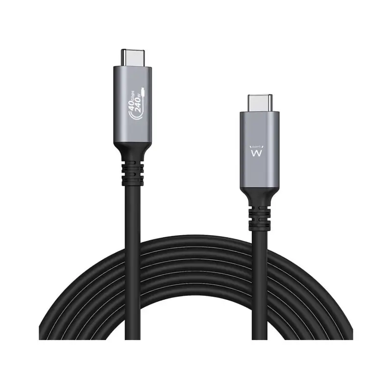 cabo-usb-c-ewent-ec1070-usb4-thunderbolt-4-40gbps-240w-1m-preto-sumtek