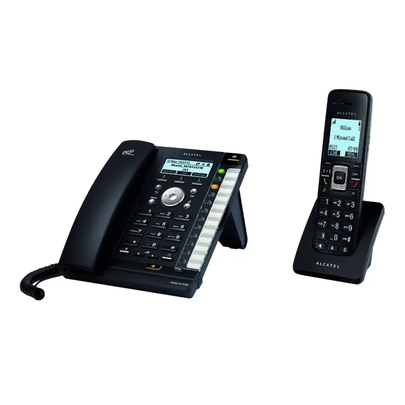 telefone-fixo-com-fios-alcatel-pro-temporis-ip315-telefone-sem-fios-alcatel-ip15-handset-sumtek